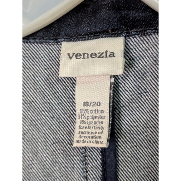 Venezia Denim Blazer Jacket Womens Plus 18 20 Blue Dark Wash Embroidered Pockets - Picture 9 of 9